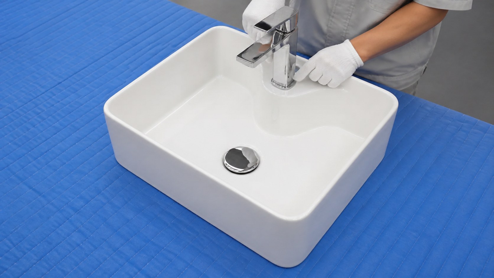 Factory quality control for basin overflow waste drainage and export packing