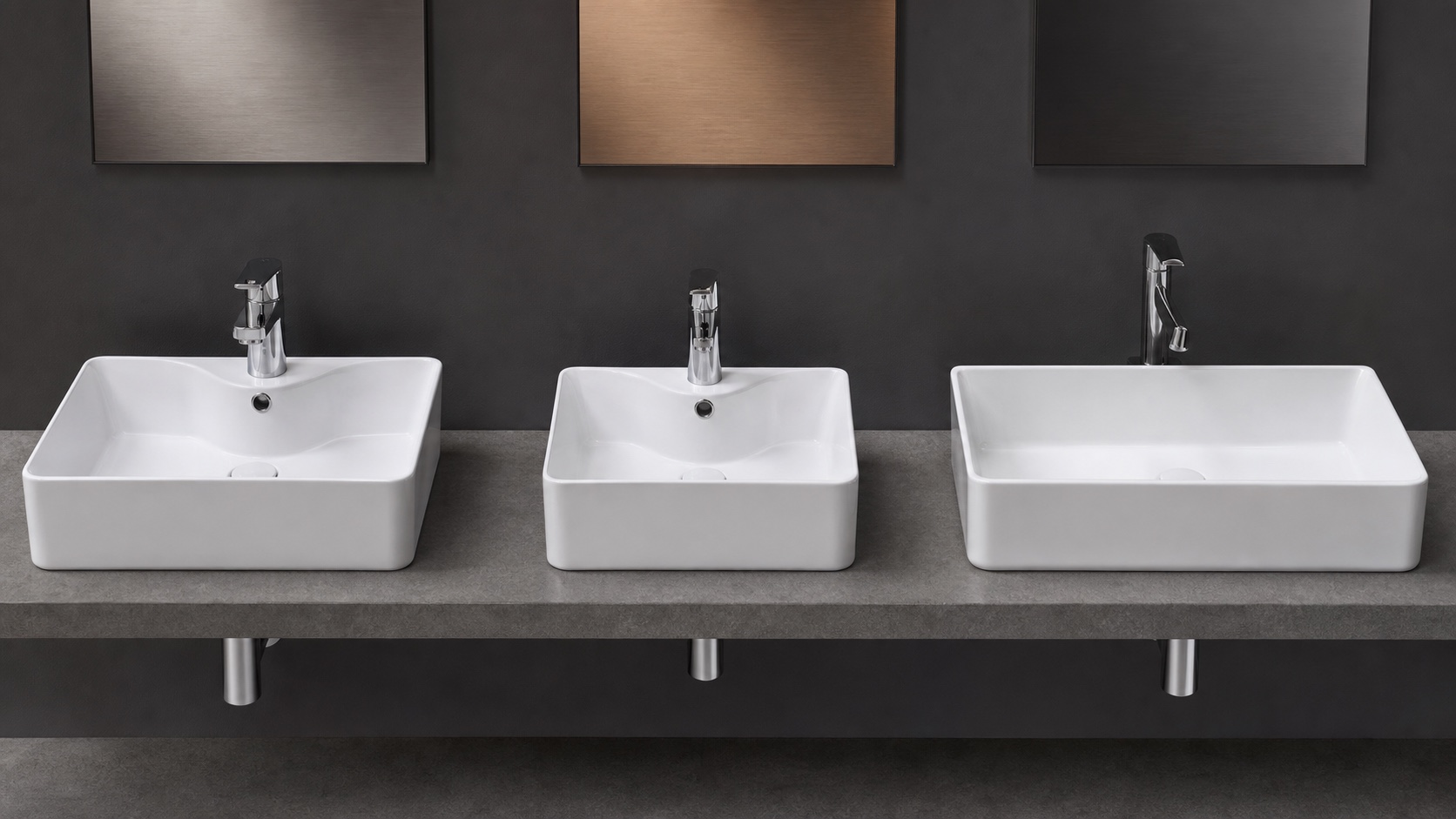 Countertop ceramic basins with an integrated tap hole and without a tap hole compared