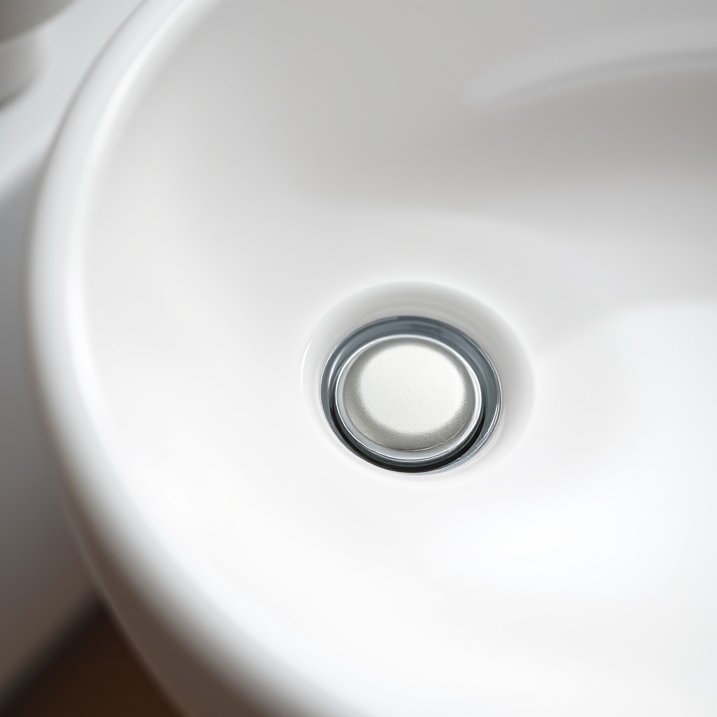 Close-up of a matte white ceramic basin edge showing glaze finish, tap hole and overflow detail