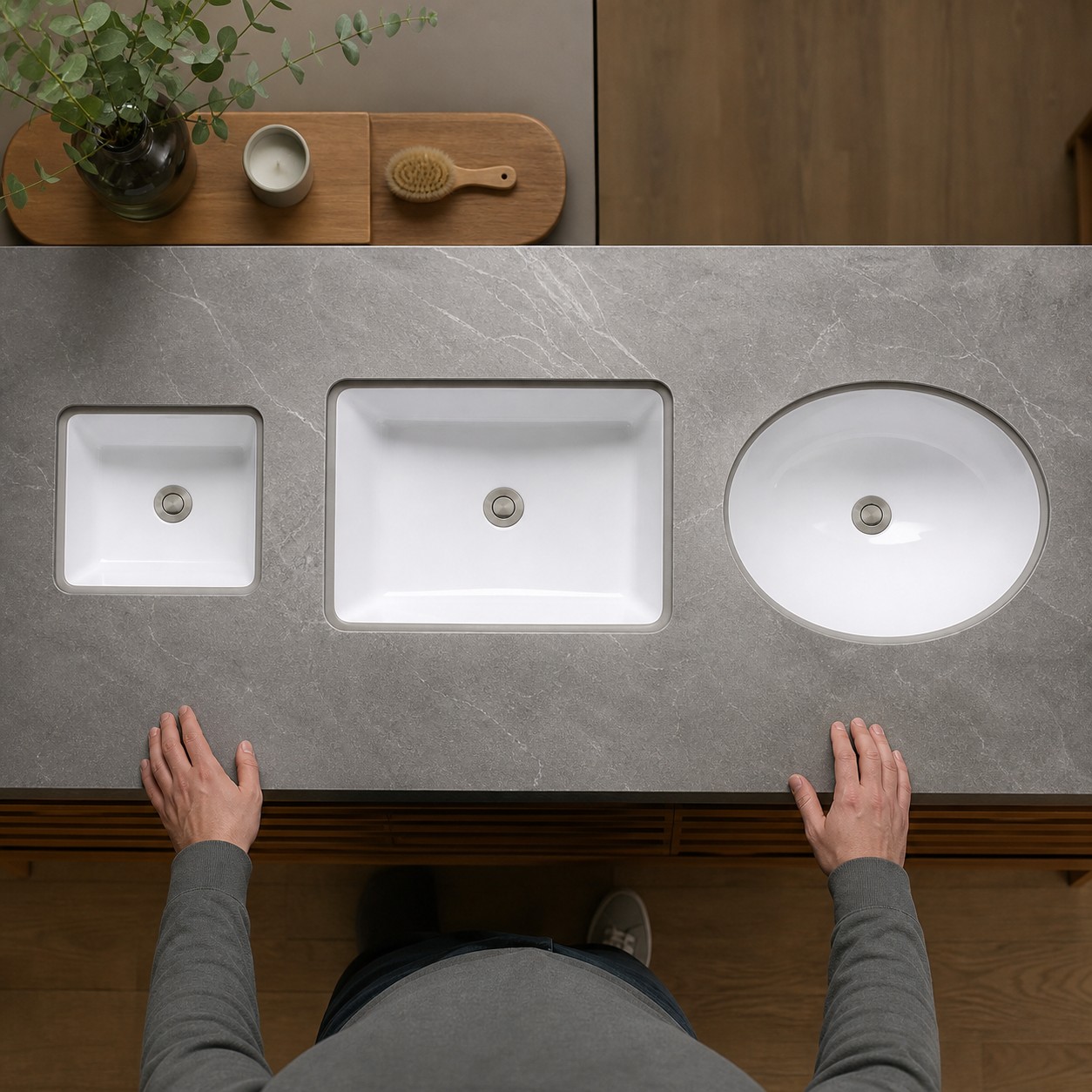Compact rectangular standard rectangular and oval undermount basin size family