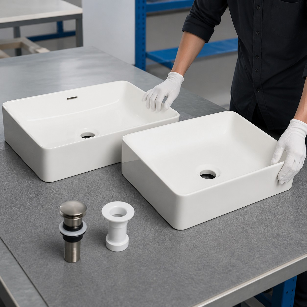 Overflow and no-overflow vessel sink drain samples checked against basins