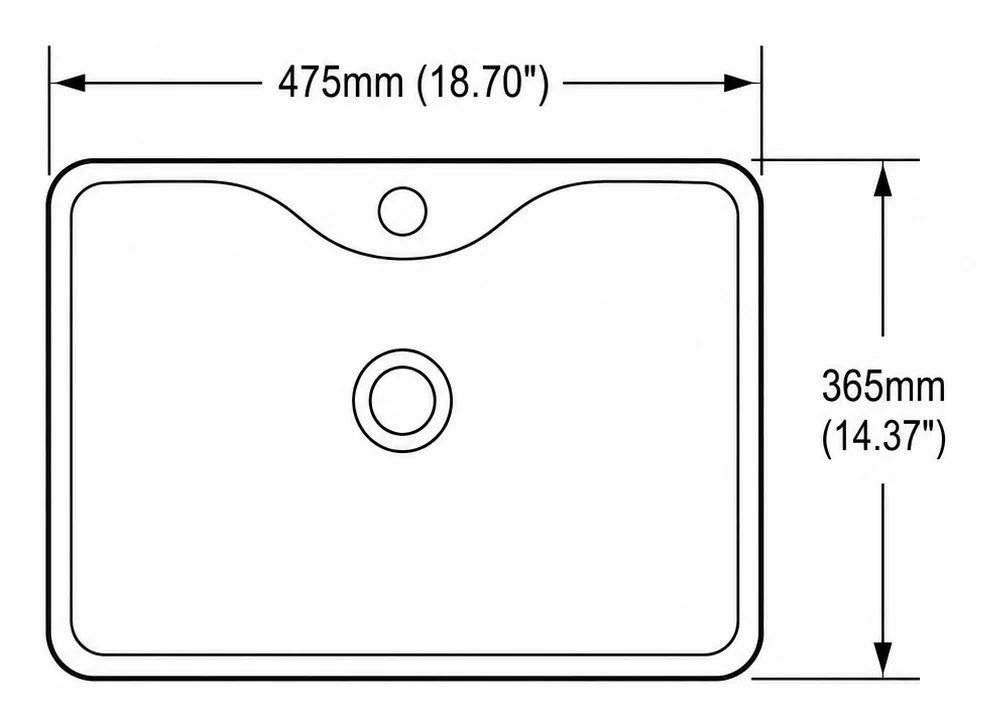 A101 plan view — dimensions in mm and inches