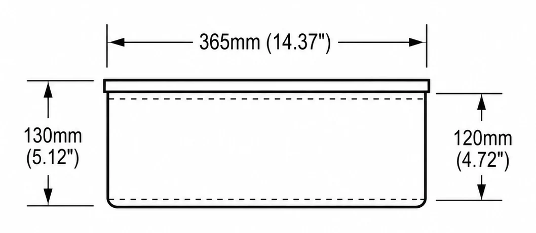 A101 cross-section — dimensions in mm and inches