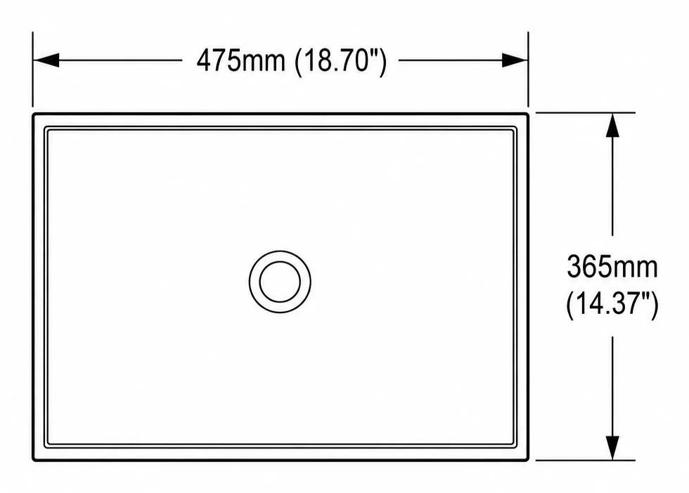 A102 plan view — dimensions in mm and inches