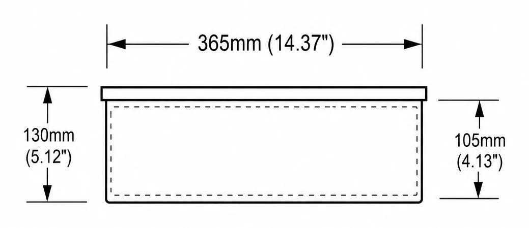 A102 cross-section — dimensions in mm and inches
