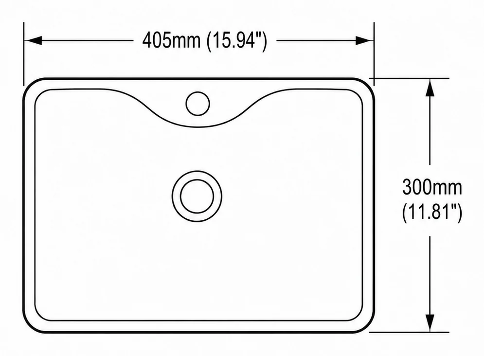 A103 plan view — dimensions in mm and inches