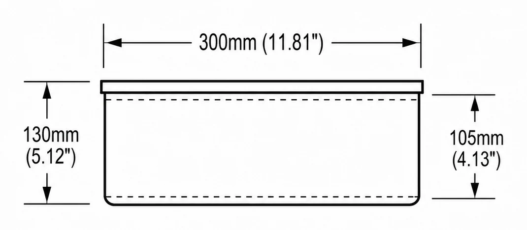 A103 cross-section — dimensions in mm and inches