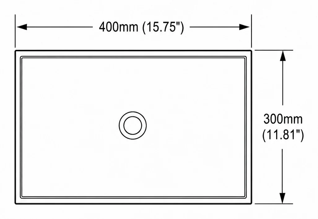 A104 plan view — dimensions in mm and inches