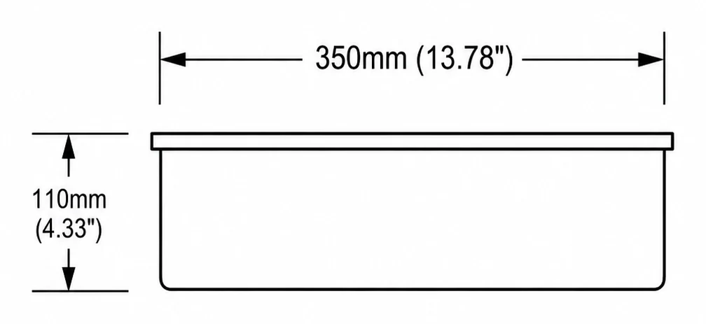 A105 cross-section — dimensions in mm and inches