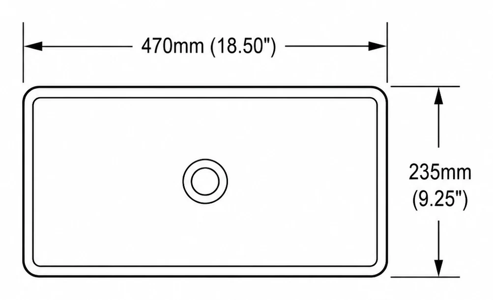 A106 plan view — dimensions in mm and inches