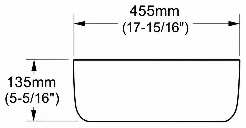 A107 cross-section — dimensions in mm and inches