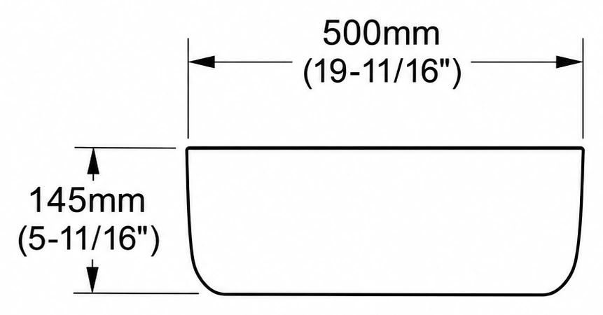 A108 cross-section — dimensions in mm and inches