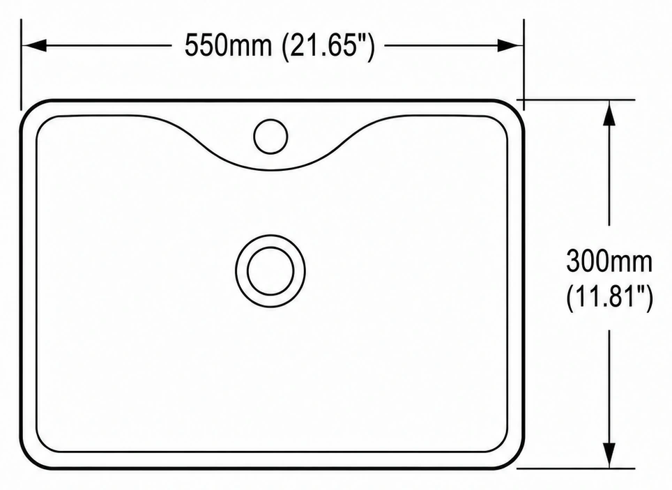 A109 plan view — dimensions in mm and inches