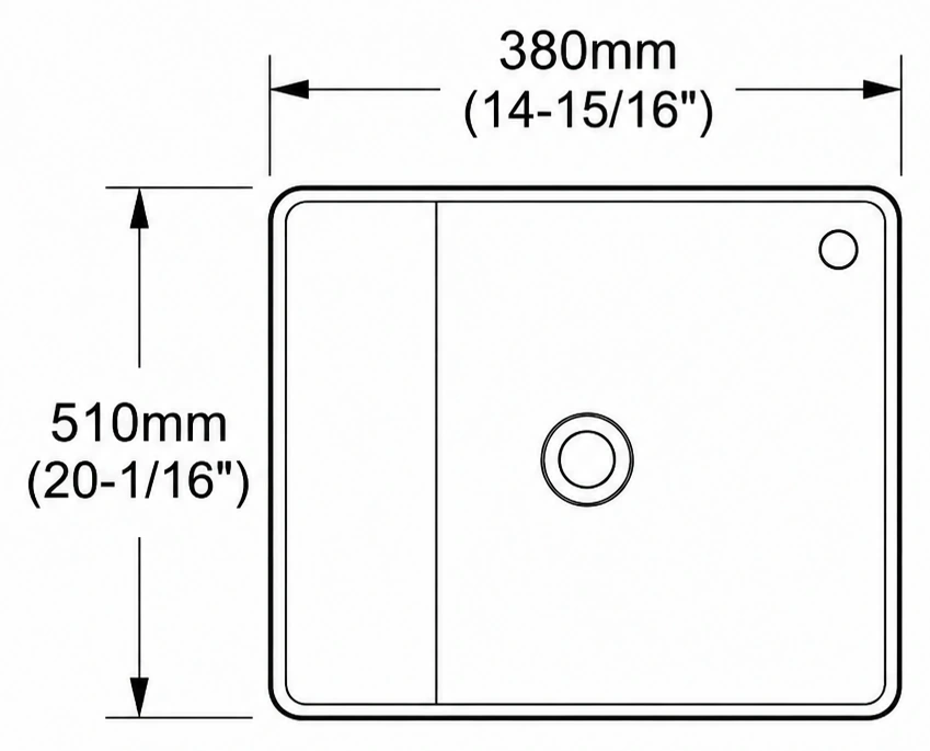 A110 plan view — dimensions in mm and inches
