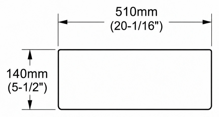 A110 cross-section — dimensions in mm and inches