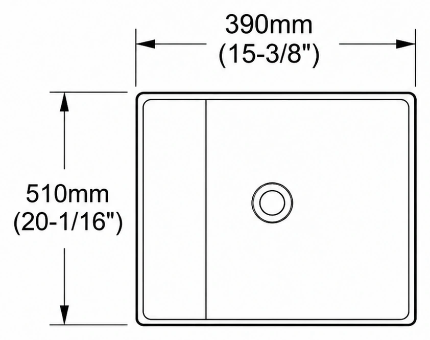 A111 plan view — dimensions in mm and inches