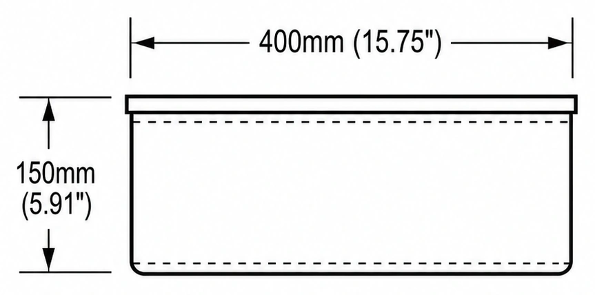 A112 cross-section — dimensions in mm and inches