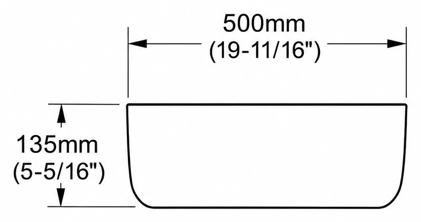 A114 cross-section — dimensions in mm and inches