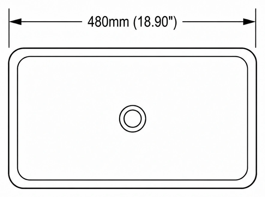 A115 plan view — dimensions in mm and inches