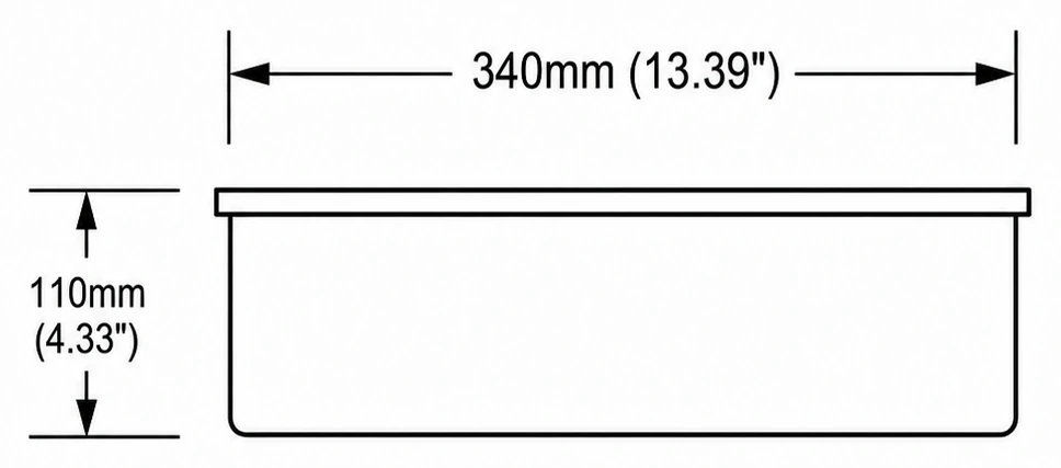 A117 cross-section — dimensions in mm and inches