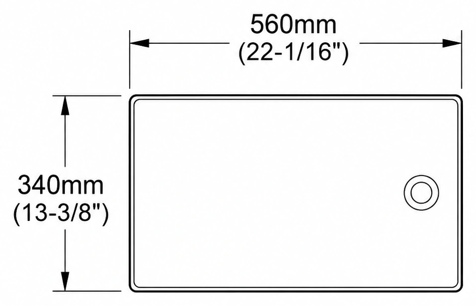 A118 plan view — dimensions in mm and inches