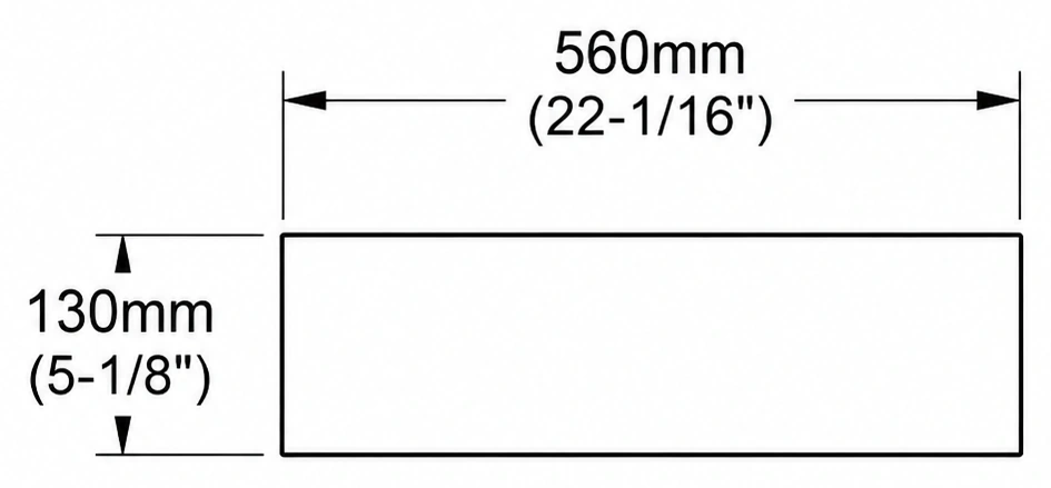 A118 cross-section — dimensions in mm and inches