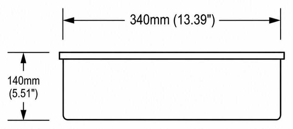 A121 cross-section — dimensions in mm and inches