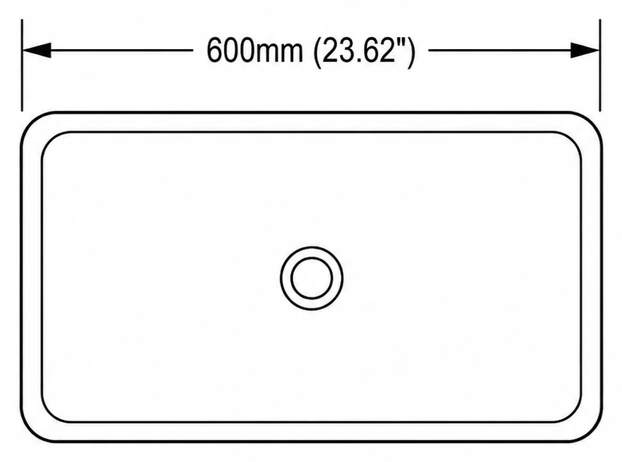 A123 plan view — dimensions in mm and inches