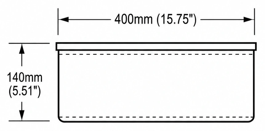 A124 cross-section — dimensions in mm and inches