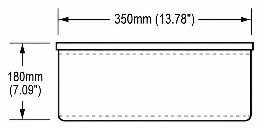 A131 cross-section — dimensions in mm and inches