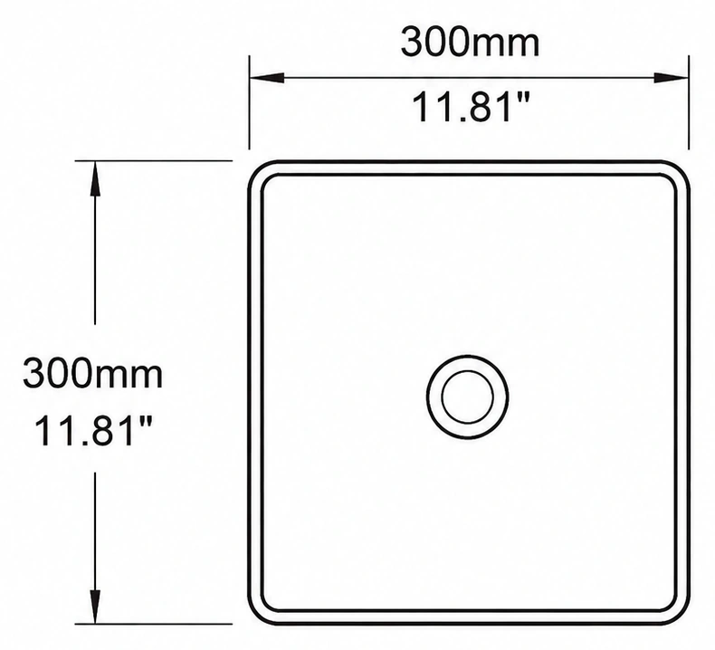 A132 plan view — dimensions in mm and inches