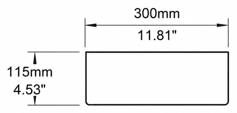 A132 cross-section — dimensions in mm and inches