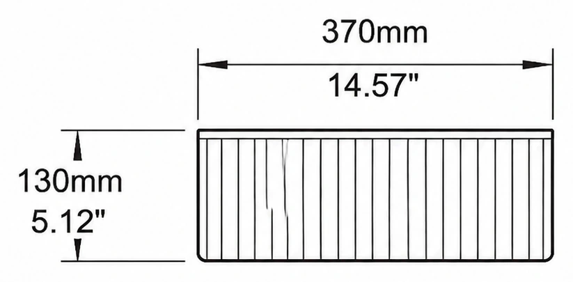 A133 cross-section — dimensions in mm and inches
