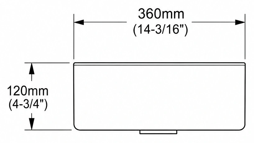 A134 cross-section — dimensions in mm and inches