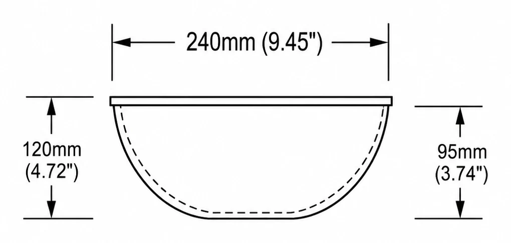 A201 cross-section — dimensions in mm and inches