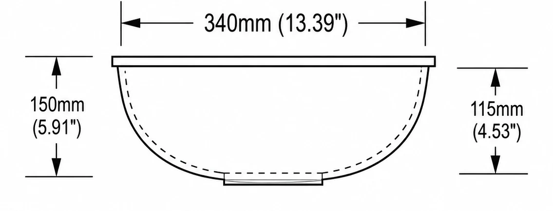 A207 cross-section — dimensions in mm and inches