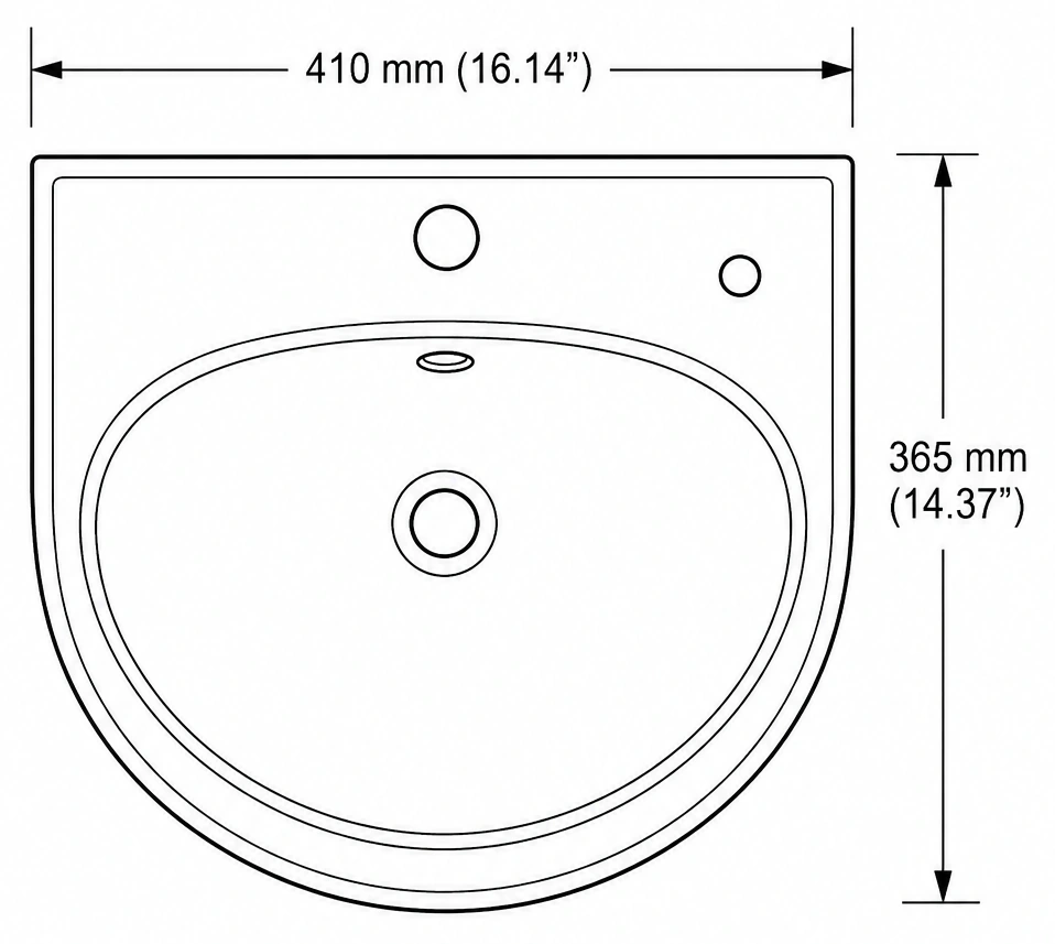 A210 plan view — dimensions in mm and inches