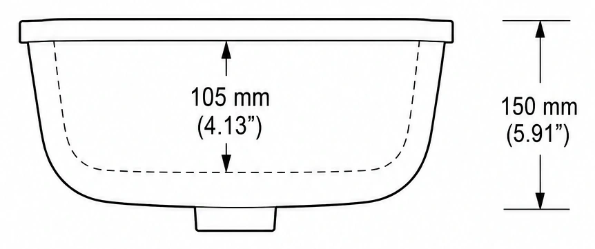 A211 cross-section — dimensions in mm and inches