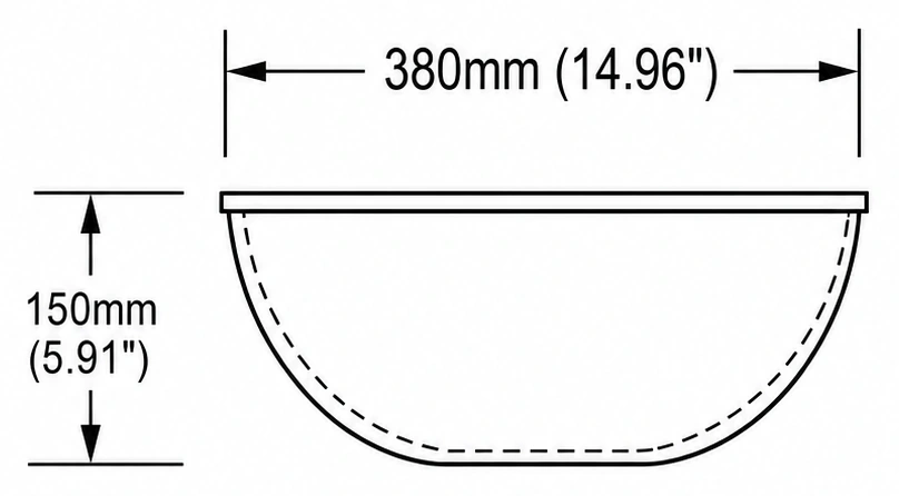 A215 cross-section — dimensions in mm and inches