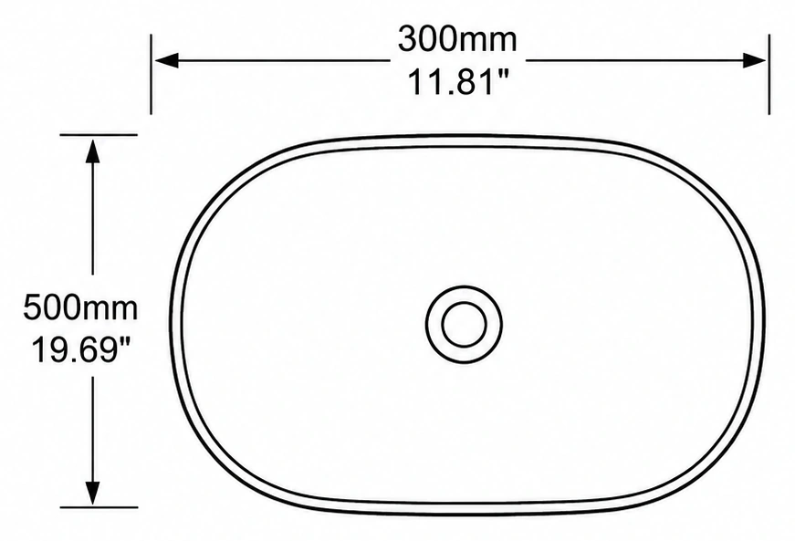 A220 plan view — dimensions in mm and inches
