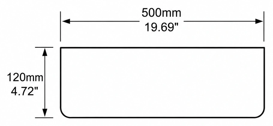 A220 cross-section — dimensions in mm and inches