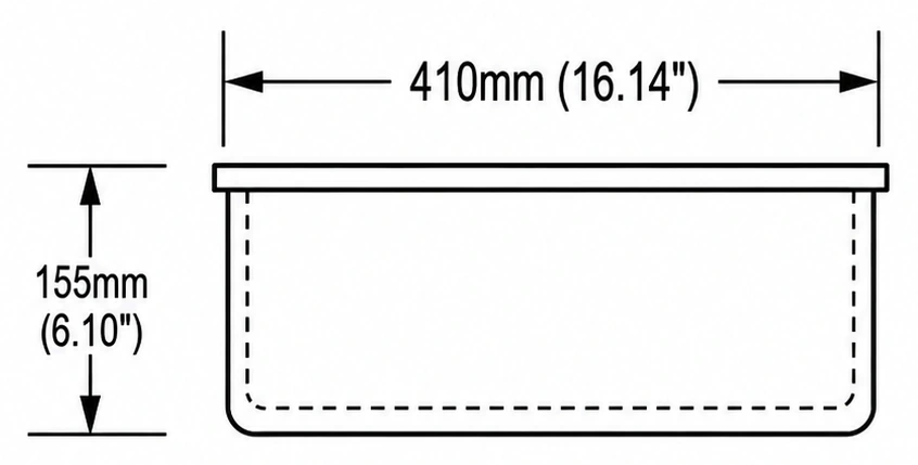 A221 cross-section — dimensions in mm and inches