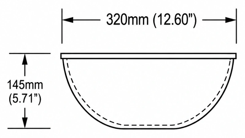 A226 cross-section — dimensions in mm and inches