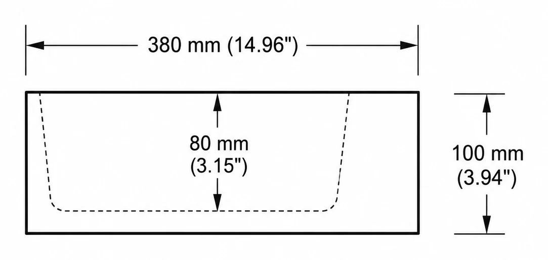 A301 cross-section — dimensions in mm and inches