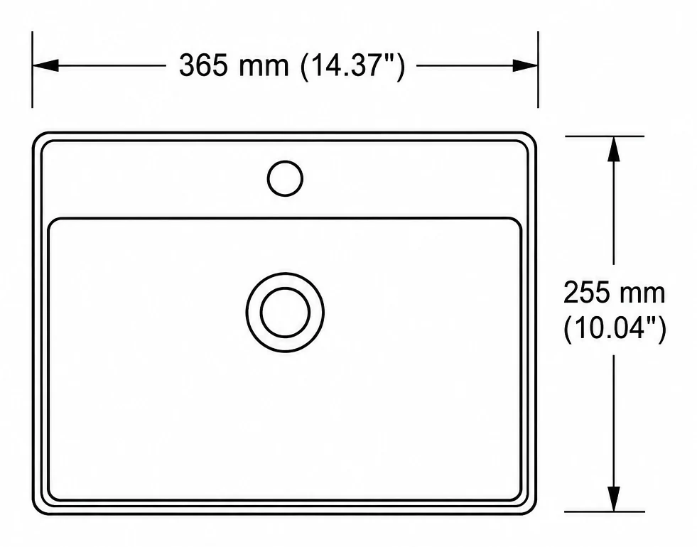 A302 plan view — dimensions in mm and inches