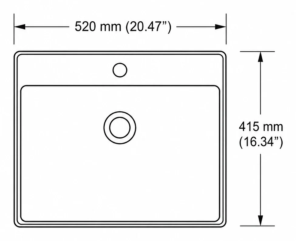 A304 plan view — dimensions in mm and inches