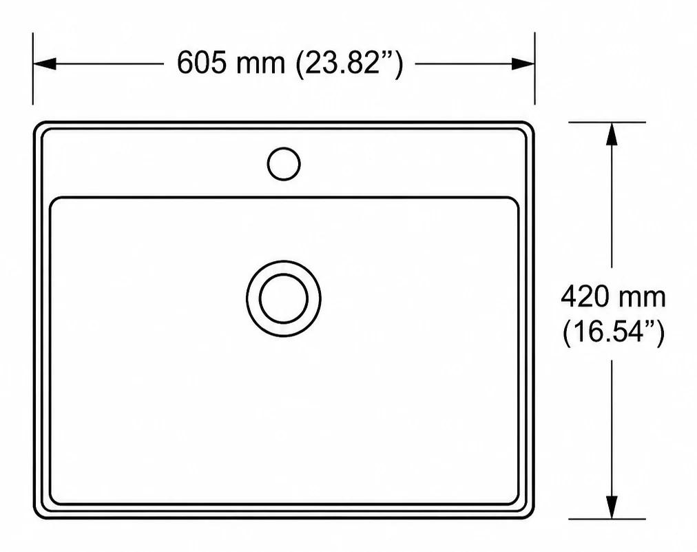 A305 plan view — dimensions in mm and inches
