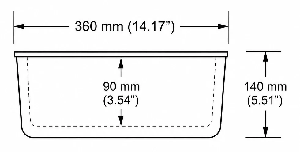 A306 cross-section — dimensions in mm and inches