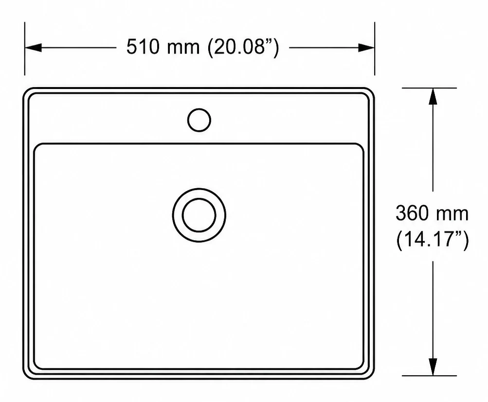 A307 plan view — dimensions in mm and inches