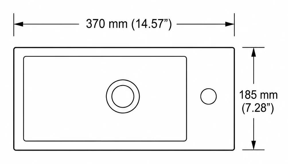 A310 plan view — dimensions in mm and inches